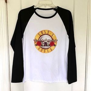 Guns n Roses long-sleeved baseball tee.